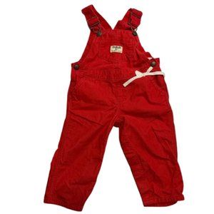 Vintage OshKosh B’Gosh Kids Lined Corduroy Overalls Red 12 Months Vestback